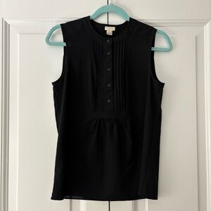 J. Crew Black Sleeveless Tuxedo Top